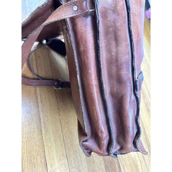 Vintage Burgundy Leather Crossbody Messenger Bag With Divider 11x13" - Picture 6 of 16